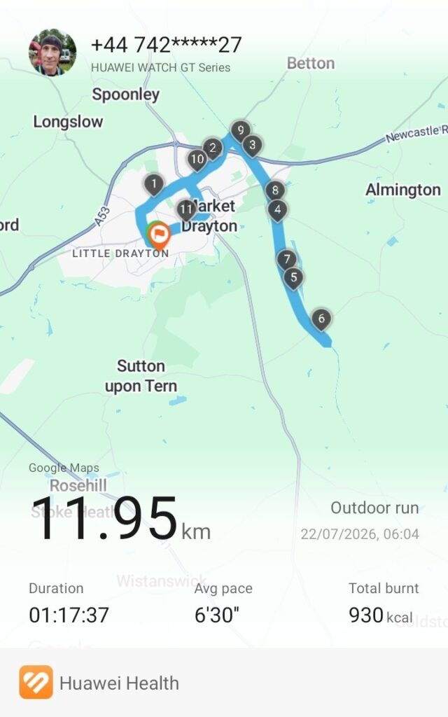 11.95km Progressive Run Workout